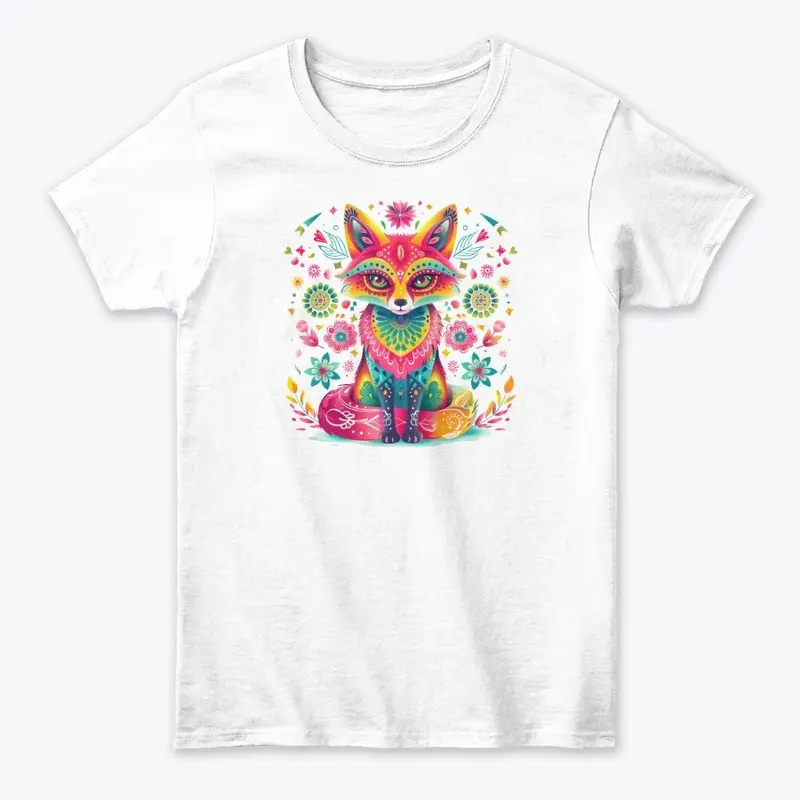 "Vibrant Floral Fox Apparel Collection"