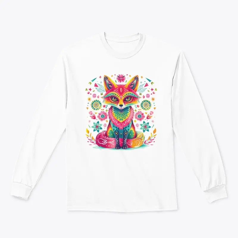 "Vibrant Floral Fox Apparel Collection"