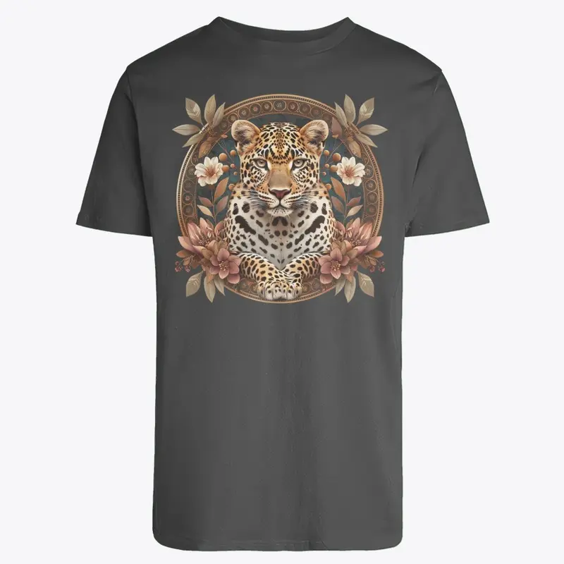 Regal Leopard in Floral Frame