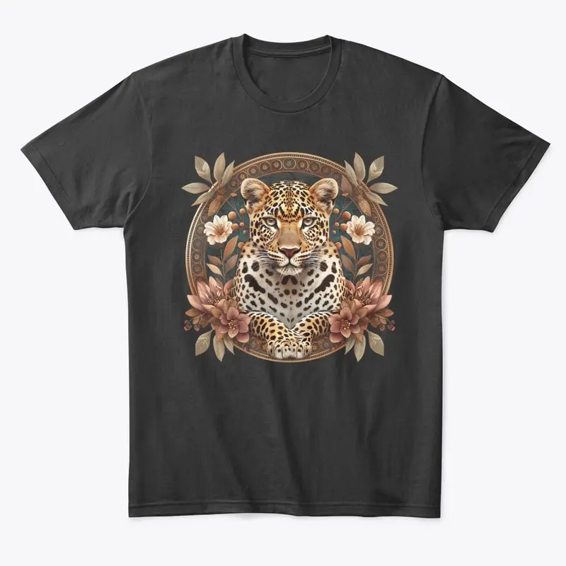 Regal Leopard in Floral Frame